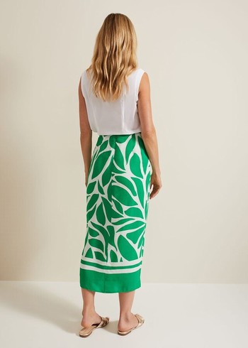 Phase Eight Presley Leaf Print Skirts Green USA | 9234871-CI